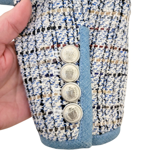 Veronica Beard Darla Tweed Lady Jacket Blazer Blue 0 Multicolor Cropped Short XS - Picture 4 of 11